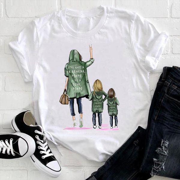 

women cartoon aesthetic lovely girl daughter 90s mom mama mother clothes print tee tshirt female ladies graphic t shirt, White