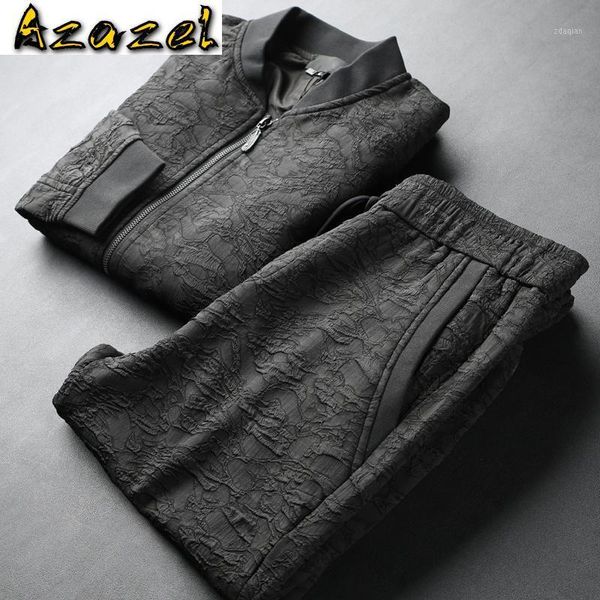 

men's tracksuits azazel men sets (sweatshirt+pnats) luxury add velvet hooded sweatshirt male autumn and winter slim fit set with pants, Gray