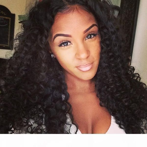 

new arrival brazilian glueless 130 density human hair full lace wigs with natural looking loose curly lace front wig, Black;brown