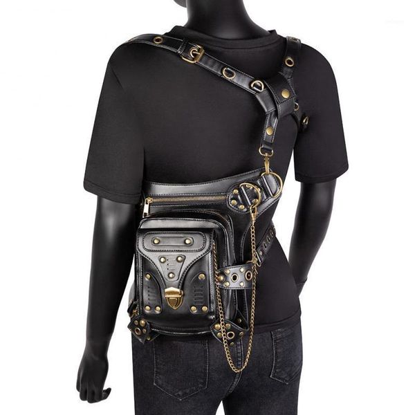 

waist bags yourseason punk vintage rivet pack for ladies 2021 pu leather women moto biker multifunctional belt shoulder bags1
