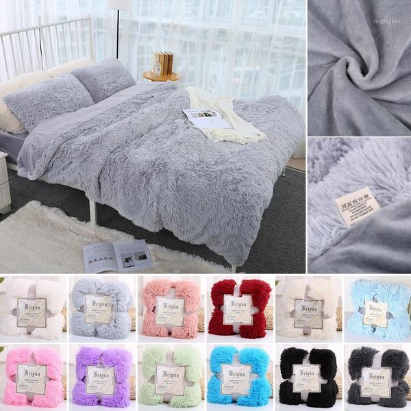 

blankets 160x200cm super soft shaggy fur double-layer plush blanket fuzzy cozy with fluffy sherpa throw bed coral blanket1