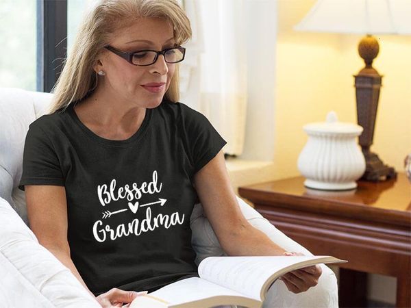 

блаженная бабушка рубашка смешные милые графические тройники женские письма печатают футболку повседневная короткая рукава топы подарок для, White