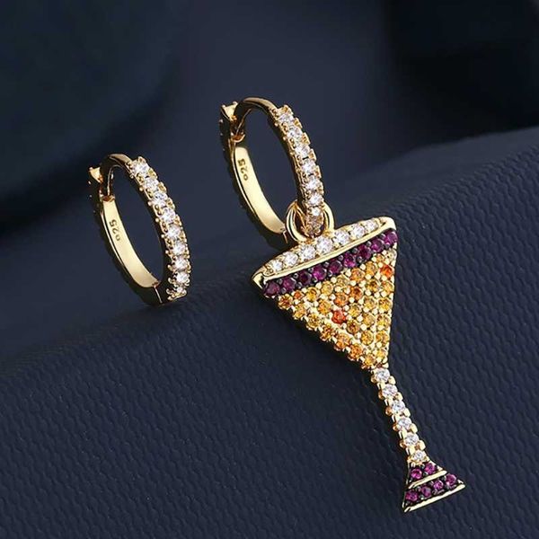 

european and american a home cocktail glass earrings fashion personality inlaid crystal diamond earrings women, Golden;silver