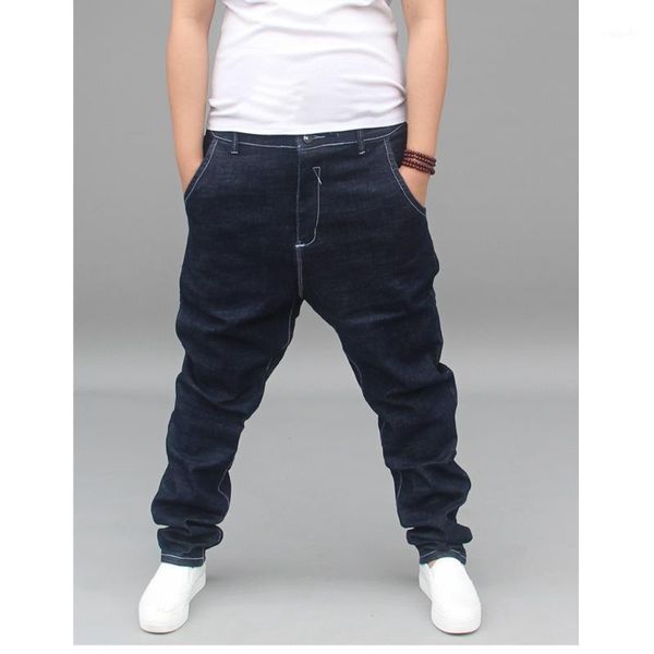 

lugentolo harlan jeans men hip hop plus size loose fall fashion little feet blackblue full length mid waist men's trousers1, Blue