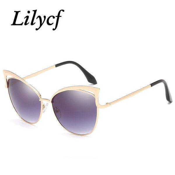 

sunglasses 2021 cat's eyes fashion retro gold frame glasses women's brand designer uv400, White;black