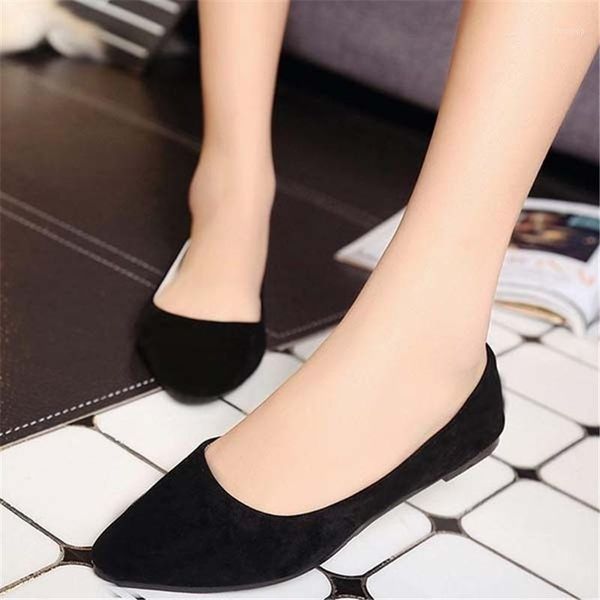 

women flats shoes sandals candy suede pointed toe shoes casual women's fashion boat sneaker1, Black