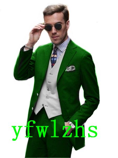 

выполненный на заказ две кнопки groomsmen нотч groom tuxedos мужские костюмы свадебные / пром / dinner best man blazer (куртка + штаны + tie, Black;gray