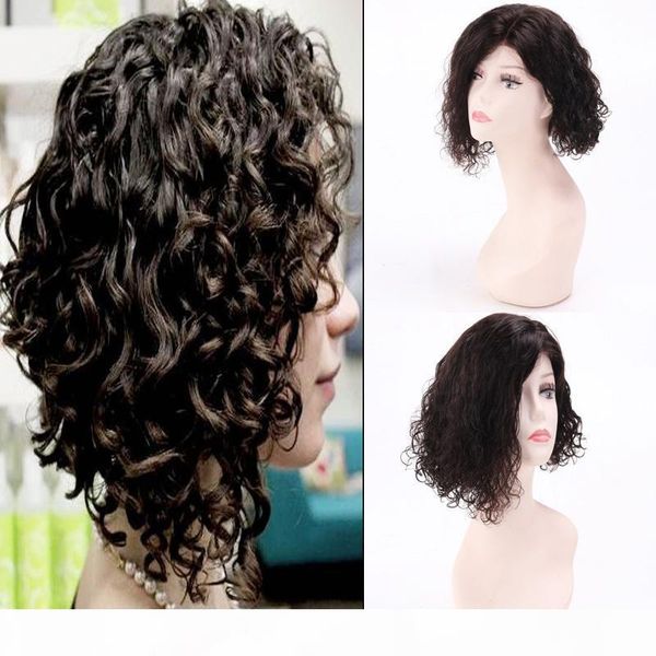 

bob lace front human hair wigs with baby hair pre plucked brazilian remy hair full end curly short bob wig for black women, Black;brown