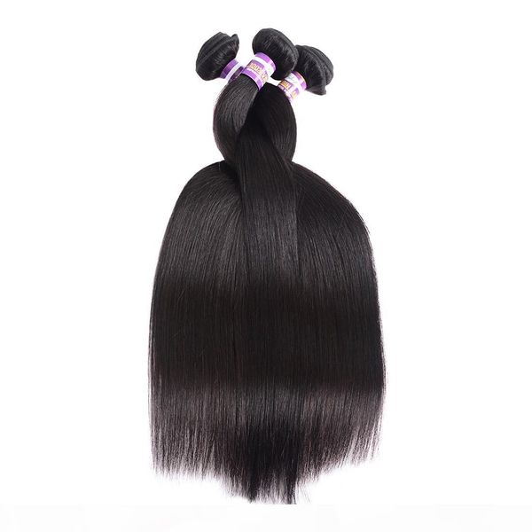 

peruvian human hair brazilian straight hair 3 bundles grade 8a 100% brazilian virgin human hair weave bundles dyeable 100g pc, Black