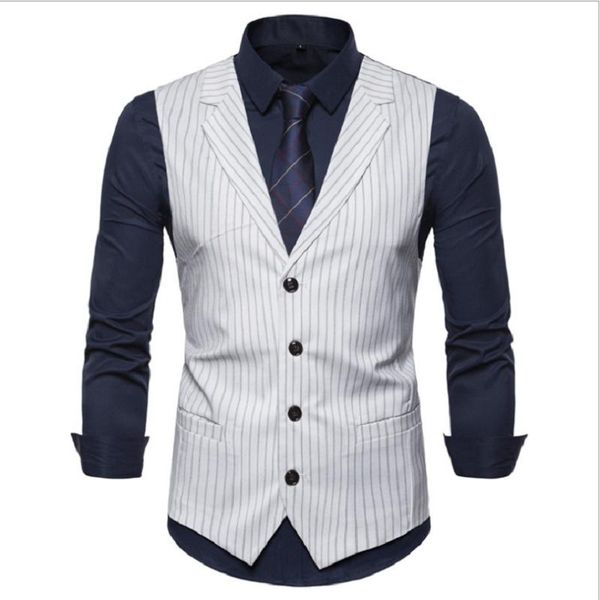 

2021 men's suit collar english striped vest, large size and thin style slim suit vest, Black;white