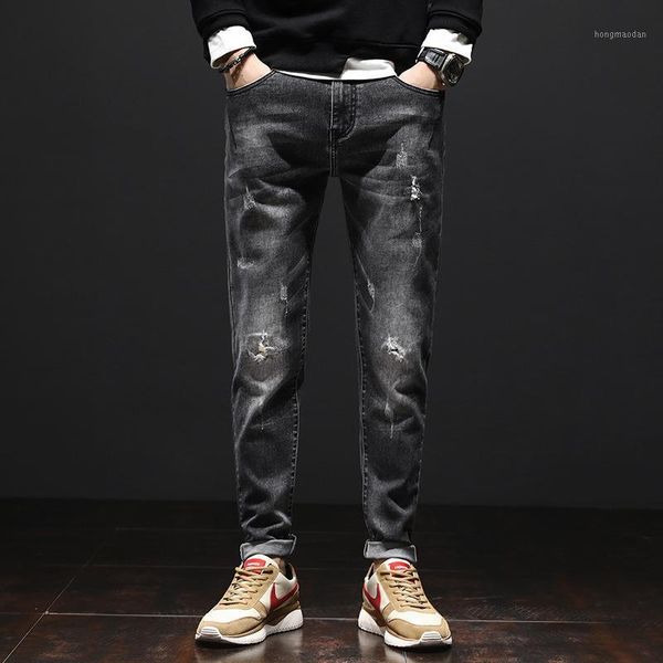 

autumn / winter 2020 new harem pants loose trend straight pants small leg jeans versatile men's1, Blue