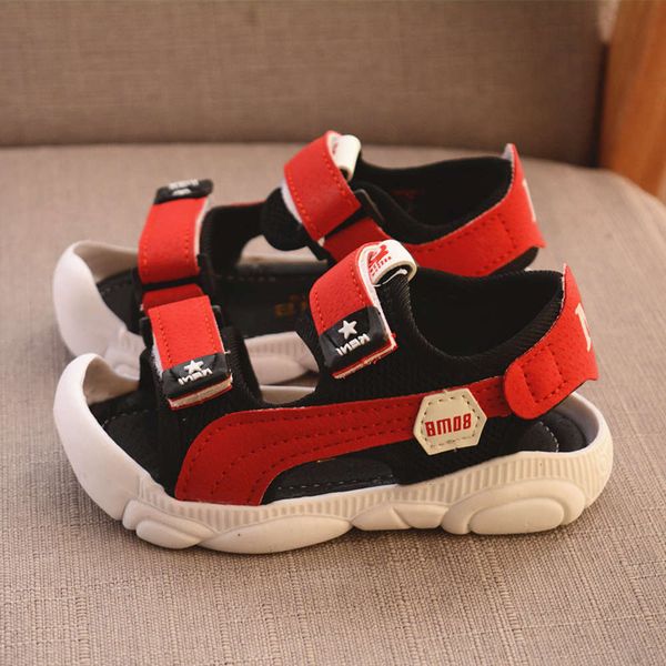 

children's baby 2021 beach summer toddlers baotou sandals, Black;red
