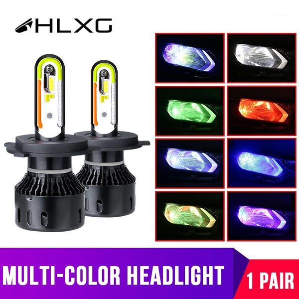 

atmosphere ambient rgb h7 led h4 h11 9006 9005 car headlight bulb csp music sound luces led para auto remote control hlxg1