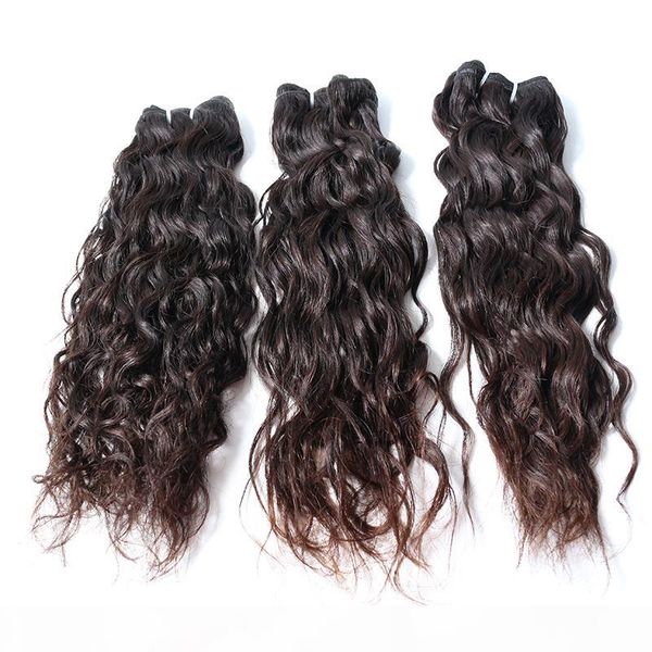 

peruvian water wave virgin wholesale human hair bundles 3 pcs with closure hair extensions for eomrn, Black;brown
