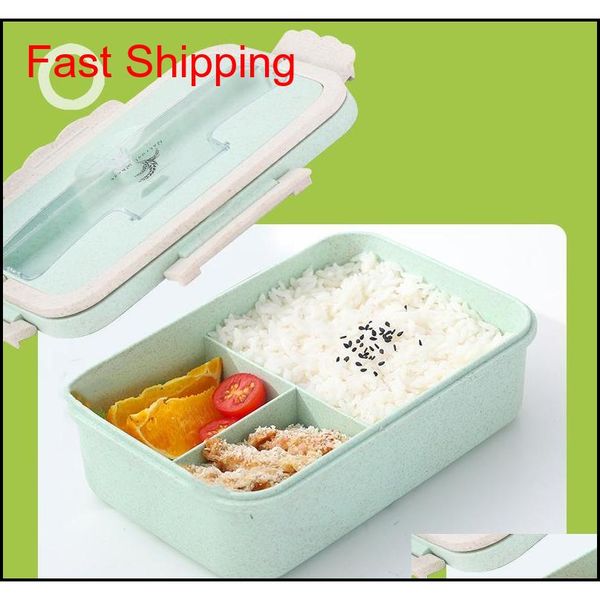 

wheat straw lunch box creative fashion microwave sealed lid tableware food container multi-functional lattice d qylaoy sweet07