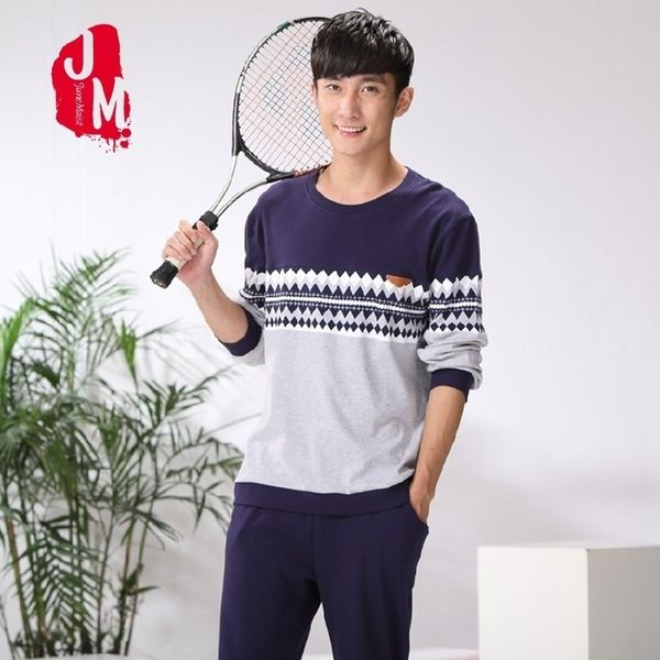 

sleep lounge sleepwear men long sleeve o-neck cartoon pajamas male solid sleepwear pajama man pyjamas men winter pijama male 4xl 201109, Black;brown