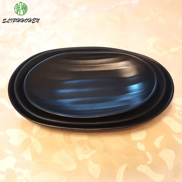 

dining room dinnerware dinner plate black frost oval dish a5 melamine tableware imitation porcelain rectangle ware