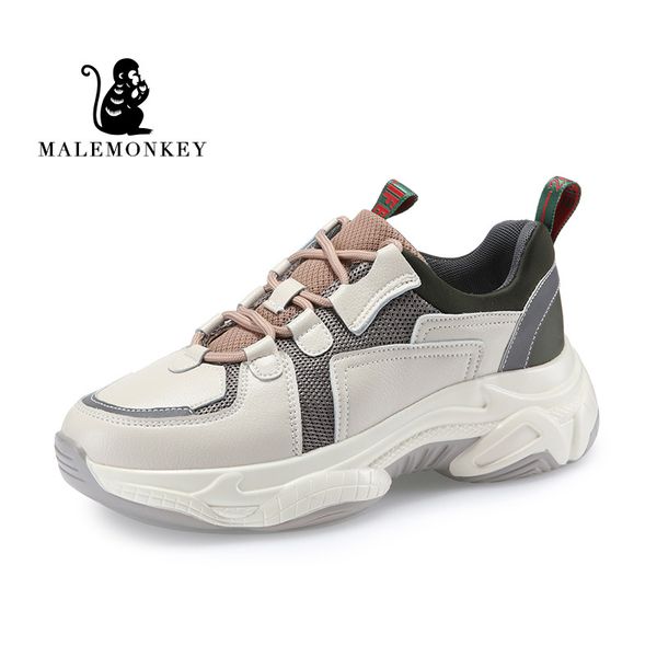 

women casual shoes 2020 new women sneakers fashion breathable platform beige soft footwears female flat daddy shoes 1006, Black;white