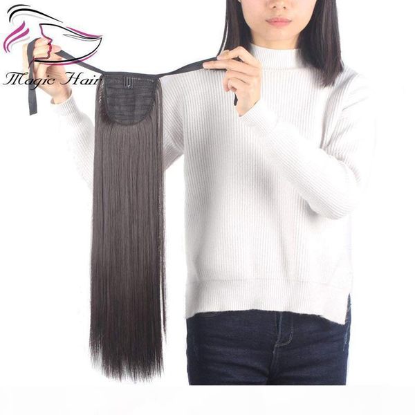 

evermagic hair 70-120g one piece tie up ponytail clip in hair extensions hairpiece binding pony tail extension for girl straight, Black