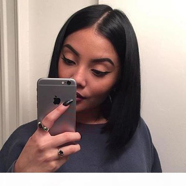 

short bob wigs 3 style unprocessed peruvian lace front 8-12inch bob wigs glueless short full lace human hair bob wigs for black women, Black;brown