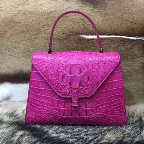 

100% genuine real crocodile leather head skin women tote handbag durable solid crocodile skin handbag in cow lining