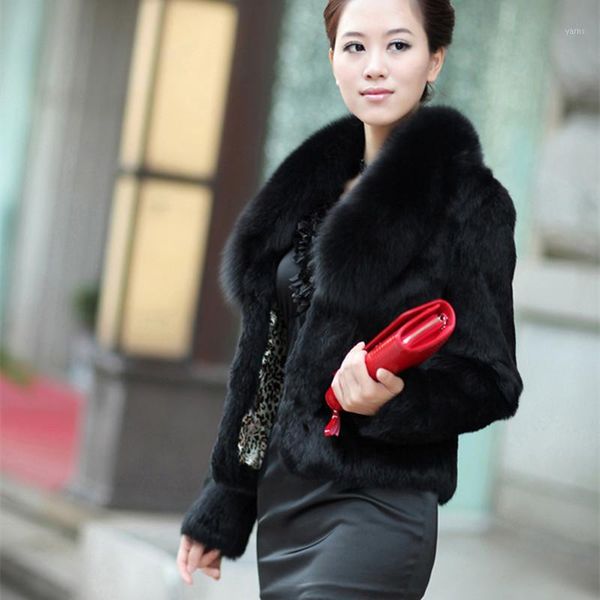 

new fashion faux fur coat hair jacket black white fur overcoat imitation faux collar ff0481