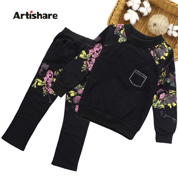 

artishare girls clothes autumn winter sport outfits for girls flower printed teenage kids girls clothes 8 10 12 14 age y200325, White