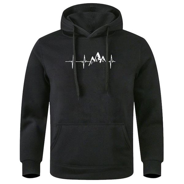 

winter coat men's tracksuit electrocardiogram love print clothes man warm brief hooded harajuku sweatshirts men hoodies, Black