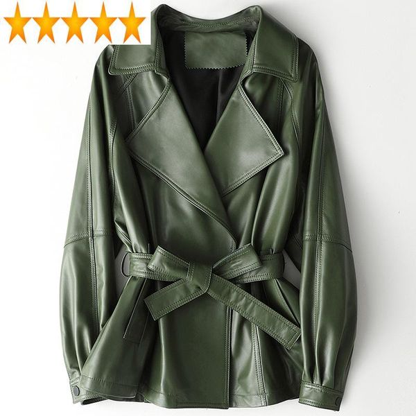 

women's jacket korean 2021 real sheepskin coat ladies geniuin leather jackets autumn hq19-cjx19025a kj3541, Black