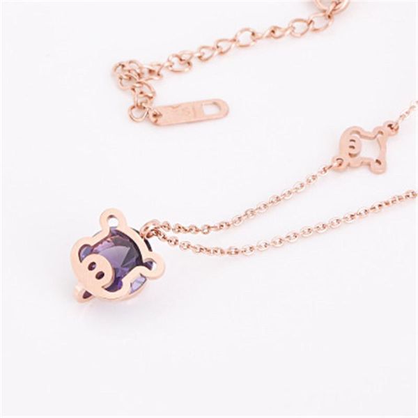 

pendant necklaces women's animal jewelry pig necklace titanium steel rose gold crystal creative set initial s1481, Silver