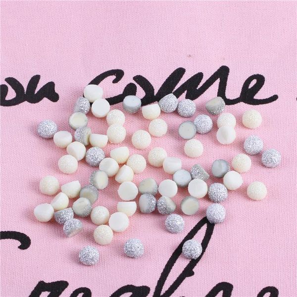 

порошок ручной сферическая смола пластиковые flatback половина боковые кнопки акриловые жемчужные бусины для одежды 100шт 8мм бежевый серебр