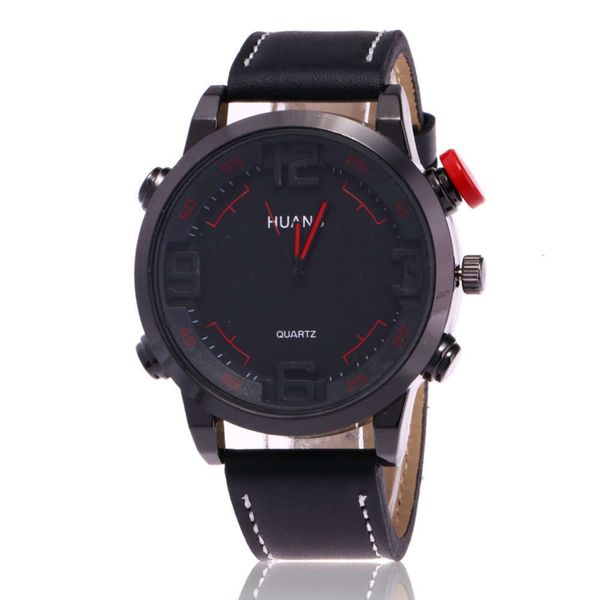 

men's selling fashion sports watch busins leisure three eye men's watch men's leather watch, Slivery;brown