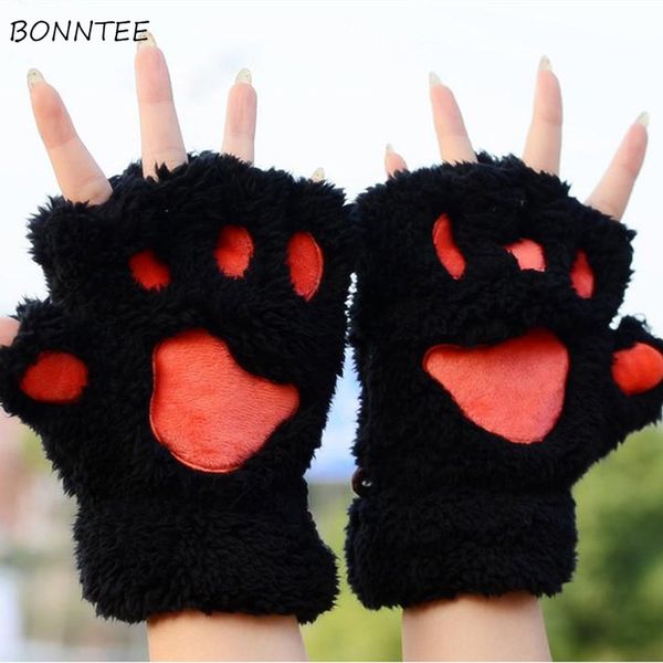 

перчатки женщины cat лапка лапка thicker мультфильм furry half-палец kawaii harajuku зима теплая женская перчатка прекрасный студенты, Blue;gray