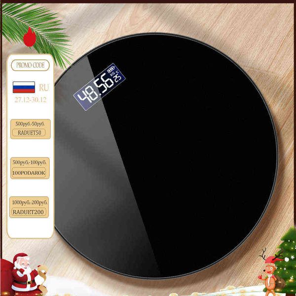 Balanças de Banheiro Piso Body Body Scale Round Vidro temperado LED Digital Electronic Scales Escala de banho H1229