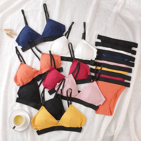 

2019 fashion bra set women striped underwear push up seamless lingerie female bra briefs set1, Red;black