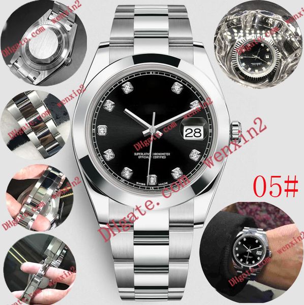 

20 watch man 41mm diamond dial.smooth domed outer ring. 2813 stainless steel automatic watch. steel bracelet waterproof mens watches, Slivery;brown
