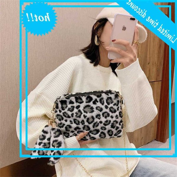 

winter pluche shoulder bag luipaard mode crossbody for 2021 designer luxury hand bags women messenger handbag