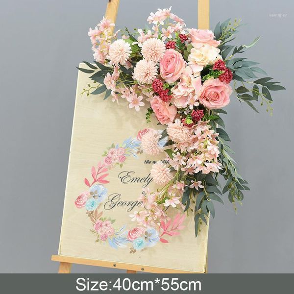 

decorative flowers & wreaths diy wedding props welcome card el water sign creative floral decoration road lead flores artificial wall1