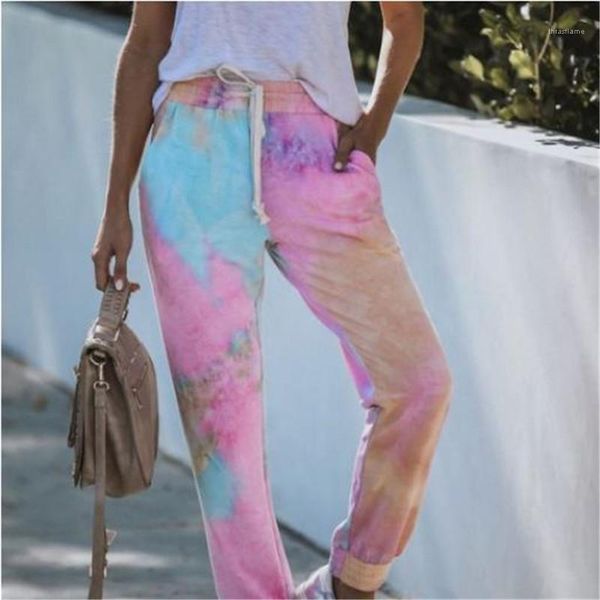 

printed loose running legging pant tie-dye women casual pants with drawstring fashion designer new home sports trousers pants female, Black;white