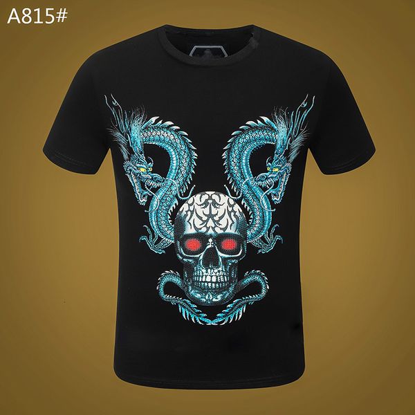 

men crystal basic skull summer t solid shirts black white t-shirt casual punk letter tee clothing shor, Gray
