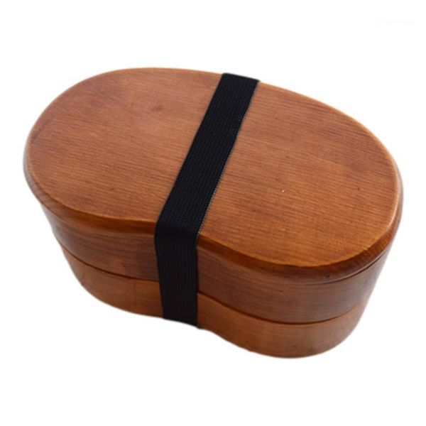 

lunch case double-layer waist-shaped wooden lunch box portable sushi box wooden simple creative container1