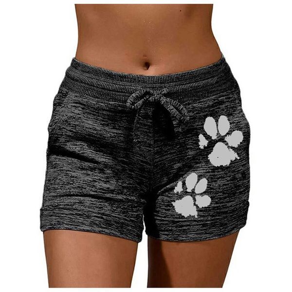 

30h fashion shorts women quick-drying casual sports shorts footprint print elastic fitness home short pants dropshipping, White;black