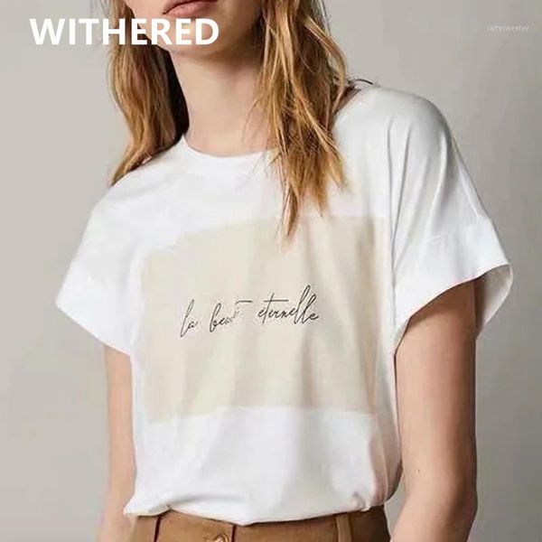 

women's t-shirt dave&di england style office lady simple letter print cotton summer t shirt women harajuku tshirt camisetas verano muje, White