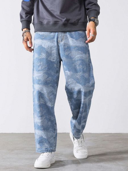 

men washed straight leg jeans h3uw#, Blue