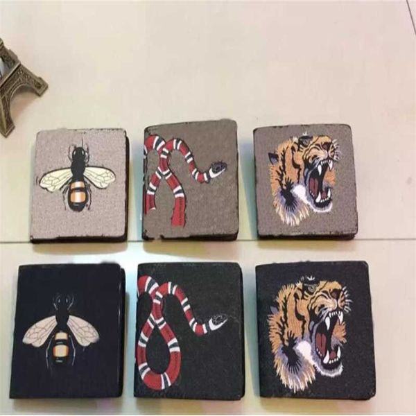 

2022 men animal short wallet leather black snake tiger hommes bee wallets women long style luxury hombre purse mujeres wallet borsa card sac, Red;black
