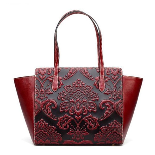

design women bag retro chinese style business women handbag embossed shoulder bag female big flower floral handbag