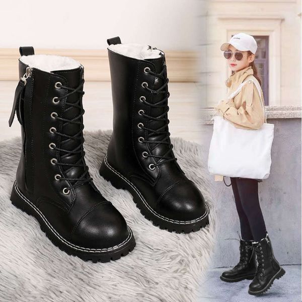 

thick and 2020 sho martin plush new non slip soft sole fashion children' snow pro boots, Black;grey