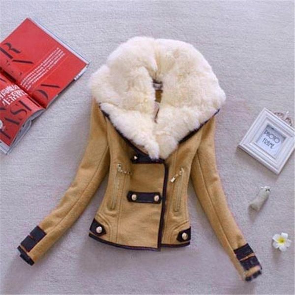 

winter lady warm faux splice zipper coat womens jacket outerwear winter hooded thick warm parkas female outerwear #2, Black;brown