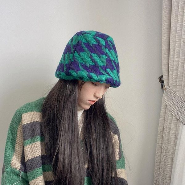 

beanie/skull caps japanese wool women casual basin hat warm bucket, Blue;gray