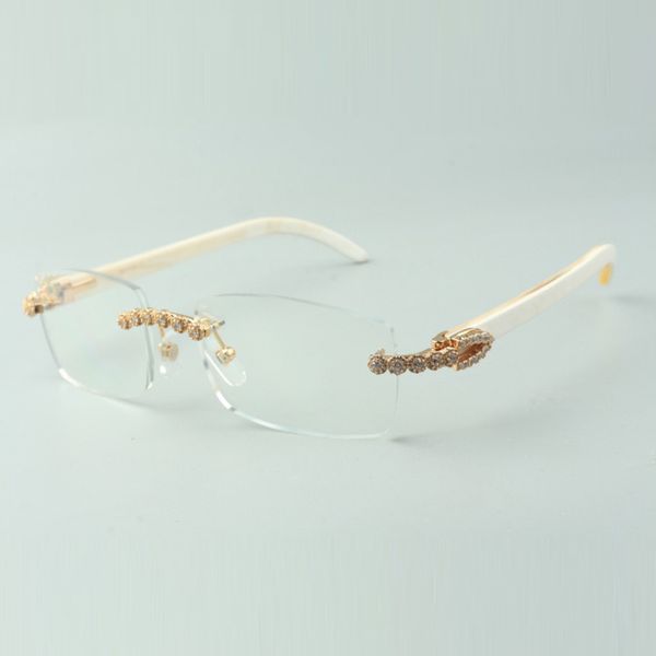 Дизайнерский букет алмазные очки рамки 3524012 с натуральными белыми рожками буйвола рога для унисекса, размер: 56-36-18-140 мм